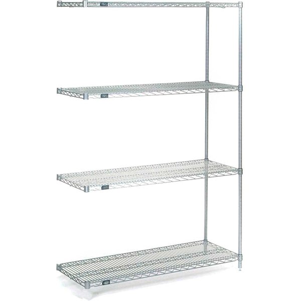 Nexel Stainless Steel, 5 Tier, Wire Shelving Add-On Unit, 30W x 14D x 74H A14307S5